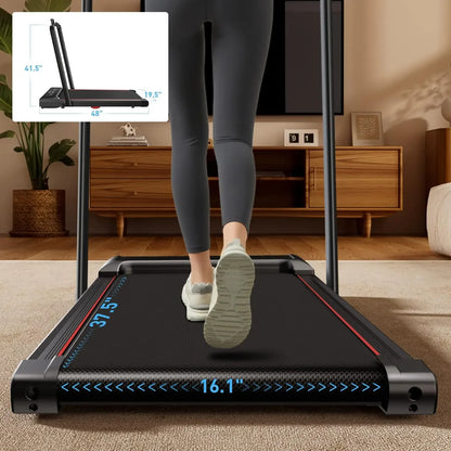 Regular/Slope Model Under Desk Treadmill 2-in-1 Portable Folding Treadmill with Stand,Remote Control for Remote Adjustment,Wheels for Easy Mobility,Suitable for Home and Office Use