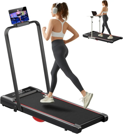 Regular/Slope Model Under Desk Treadmill 2-in-1 Portable Folding Treadmill with Stand,Remote Control for Remote Adjustment,Wheels for Easy Mobility,Suitable for Home and Office Use